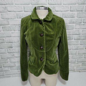 J. Crew Womens Size 6 Bella Moss Green Velvet Fitted Blazer Career Casual